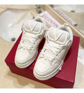 Valentino Open Skate Sneakers With VLogo Unisex Calfskin and Fabric White