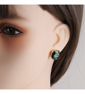 Valentino Micro VLogo Signature Earrings In Metal With Crystal Green