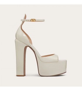 Valentino Tan-Go Platform Sandals With Ankle Strap Women Patent Leather White