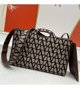 Valentino Large Le Troisieme Shopping Bag In Toile Iconographe Fabric Black