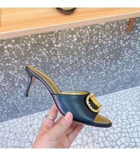 Valentino VLogo Signature Heeled Slides With Alcove Logo Women Sheepskin Black