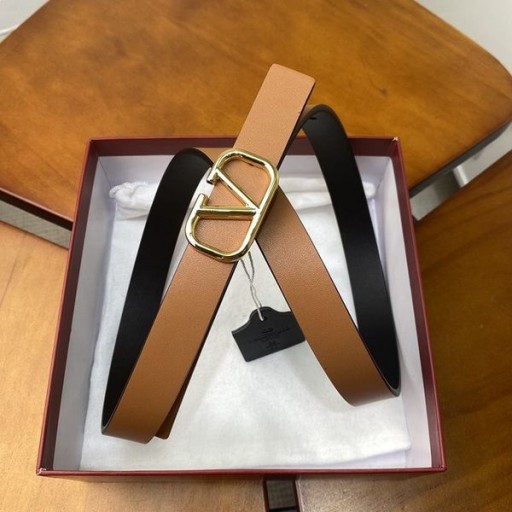 Valentino VLogo Assinatura Reversível, Cinto de 20MM Em Pelica Marrom