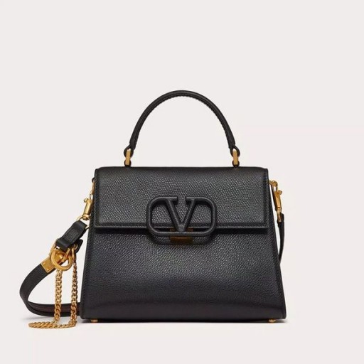 Valentino Pequeno Vsling Bolsa No Granulado Bezerro Preto