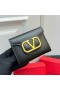 Valentino Pequeno Alltime Dobra Tripla Em Papel Carteira Em Pelica Preto