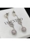 Valentino Pequeno VLogo Assinatura da Cadeia de Brincos Em Metal Com Pérolas e Bolas de Cristal de Prata