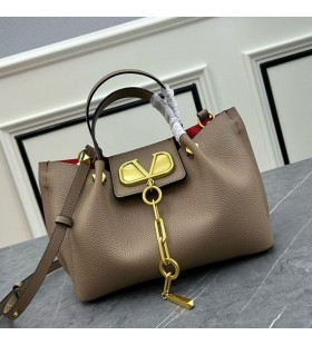 Valentino Pequeno VLogo Escapar Bolsas Em Grãos De Vitelo Cáqui