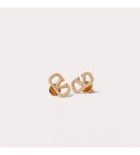 Valentino Mini VLogo Assinatura De Brincos Em Metal Com Cristais De Ouro
