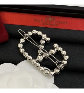 Valentino VLogo Assinatura Grampo De Cabelo Em Resina De Grânulos Com Metal Prata
