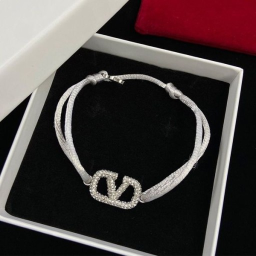 Valentino VLogo Aláírás Karkötő A Pamut, Swarovski Kristályok Szürke