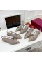 Valentino VLogo Aláírás Slingback Szivattyúk Kristályok Női Borjúbőr Taupe