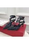 Valentino Rockstud Ketrecbe Zárt Szivattyúk Nők Háló, Kristályok, Hevederek, Fekete