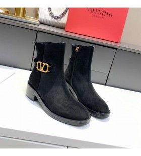 Valentino VLogo Aláírás Boka Csizma 30MM Női Velúr Fekete