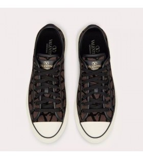 Valentino Totaloop Low-Top Sneakers Unisex Toile Iconographe Fabric Coffee