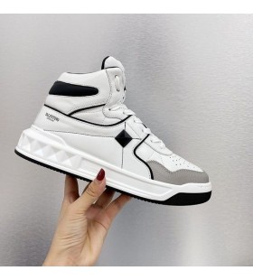 Valentino Egy Stud Közép-Felső Unisex Cipők Borjúbőr Fehér/Fekete