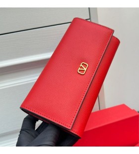 Valentino Mór VLogo Síniú Bifold Sparán I Grainy Calfskin Dearg