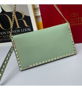 Valentino Mór Rockstud Wristlet Clutch Le Slabhra Calfskin Miontas Glas