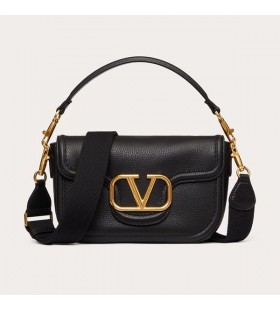 Valentino Alltime Ghualainn Grainy Mála I Calfskin Dubh