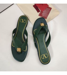 Valentino Amháin Graí Smeach-Flop Sleamhnáin Mná Calfskin Glas