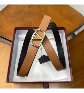 Valentino VLogo Signature Reversible Belt 20MM In Calfskin Brown