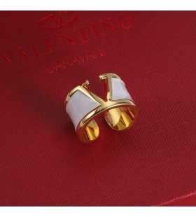 Valentino VLogo Síniú Fáinne Miotail Le Cruan Bán