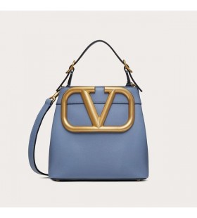 Valentino Beag Supervee Mála Láimhe I Calfskin Spéir Gorm