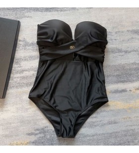 Valentino Twisted A Haon Píosa Swimsuit Ban Lycra Dubh
