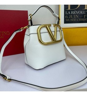 Valentino Beag Supervee Mála Láimhe I Calfskin Bán