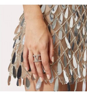 Valentino VLogo Síniú Fáinne Oscailte I Miotail Le Criostail Swarovski Silver