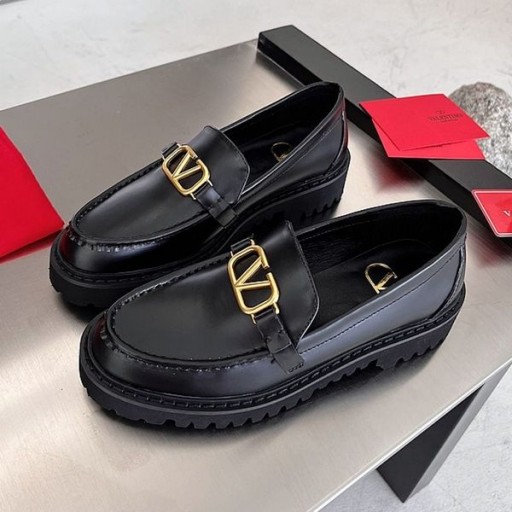 Valentino VLogo Firma Mocassini Donna In Pelle Di Vitello Nero
