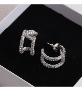 Valentino VLogo Firma Orecchini In Metallo Con Cristalli Argento