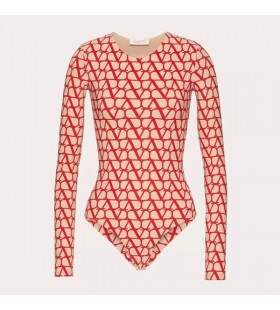 Valentino Body Donna Toile Iconographe Lycra Beige/Rosso