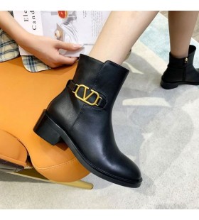 Valentino VLogo Firma Stivaletti 40MM Donna in pelle di Vitello Nero