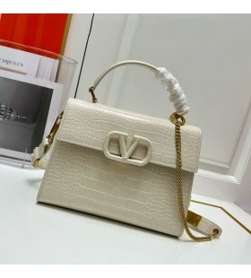 Valentino Piccolo Vsling Borsa A Mano In Pelle Di Coccodrillo Bianco