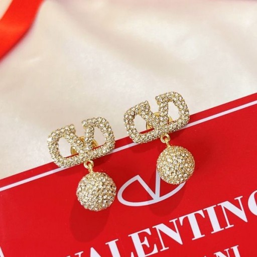 Valentino Mini VLogo Signature Pendant Earrings In Metal With Crystal Balls Gold