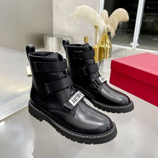 Valentino Anywhen Ankle Boots With Velcro Straps Women Calfskin Black