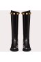Valentino Roman Stud Knee Boots Women Calfskin Black