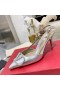 ヴァレンティノVLogo署名Slingbackポンプスタッフによるイタリア製の女性Calfskin銀