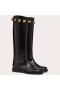Valentino Roman Stud Knee Boots Women Calfskin Black