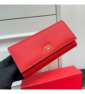 ヴァレンティノ大VLogo署名Bifold財布にも立派な赤Calfskin