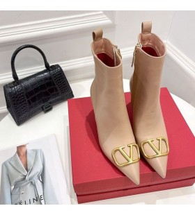 ヴァレンティノVLogo Sigture足首Booties女性Calfskinアプリコット