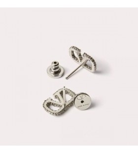 ヴァレンティノミニVLogo署名のスタッドのイヤリングは金属と結晶との銀
