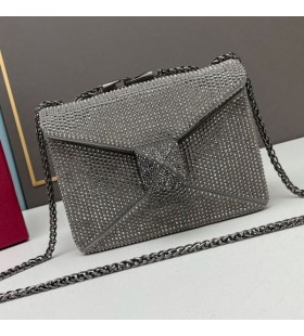 バレンチノかなり小さなスタッドトした若者向けバッグチェーンとスパークリングにスタッズスエードグレー