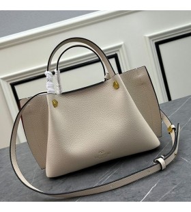 Valentino小VLogo逃げトートバッグで細かCalfskinベージュ
