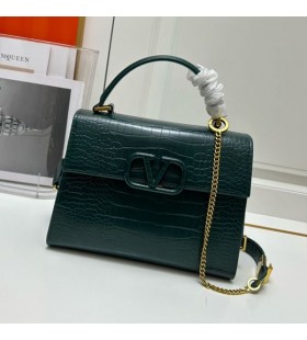 Valentino小Vslingのハンドバッグにクロコダイル革緑