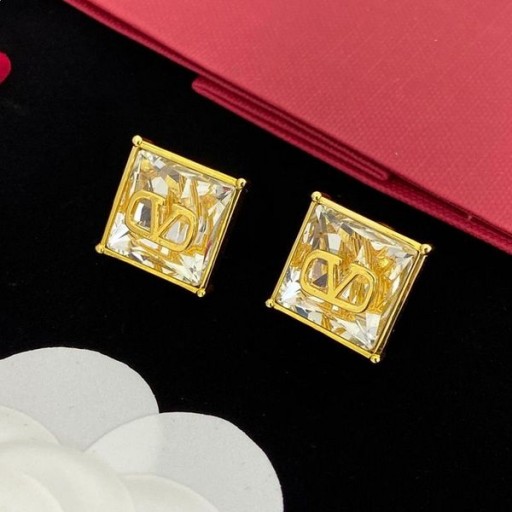 Valentino VLogo Signatur Øredobber I Metall Med Crystal White Square