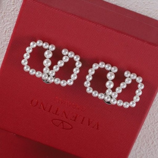 Valentino Mini VLogo Signatur Stud Øredobber I Resin Perler Med Metall Sølv