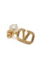 Valentino Small Rockstud Pendant Earrings In Metal With Pearls and Crystal VLogo Gold