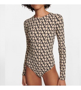 Valentino Bodysuit Kvinner Toile Iconographe Lycra Beige