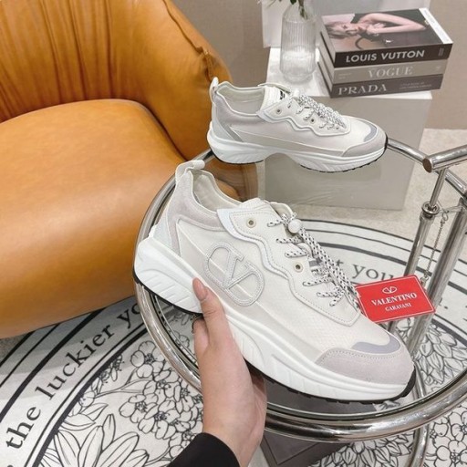 Buty Valentino VLogo Shegoes Unisex ze skóry i siatki Białe/szare