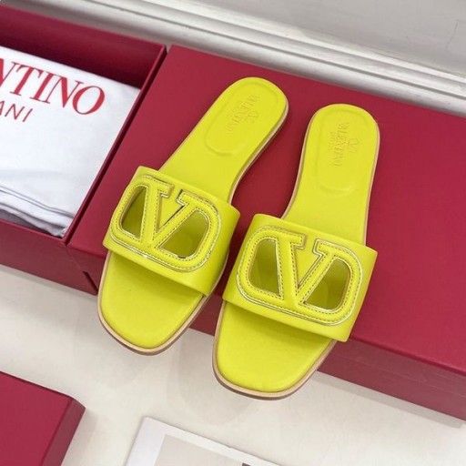 Damskie japonki Valentino Vlogo Z wycięciami Z Cielęcej skóry Żółty